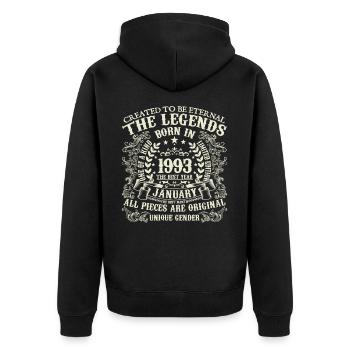 Janvier 1993 anniversaire 1993 Janvier année - Veste à capuche bio Premium Unisexe - noir - Dos - Nico (187cm)