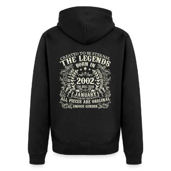 Janvier 2002 anniversaire 2002 Janvier année - Veste à capuche bio Premium Unisexe - noir - Dos - Nico (187cm)