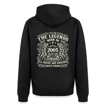 Janvier 2005 anniversaire 2005 Janvier année - Veste à capuche bio Premium Unisexe - noir - Dos - Nico (187cm)