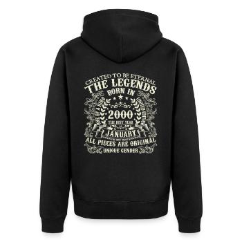 January 2000 Anniversary 2000 January Year - Unisex Premium Organic Zip Hoodie - black - Back - Nico (187cm)