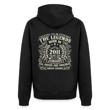 January 2011 Anniversary 2011 January Year - Unisex Premium Organic Zip Hoodie - black - Back - Nico (187cm)
