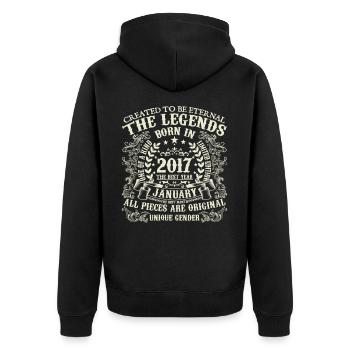 January 2017 Anniversary 2017 January Year - Unisex Premium Organic Zip Hoodie - black - Back - Nico (187cm)