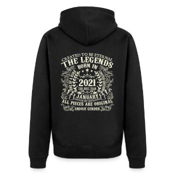 Januar 2021 Geburtstag 2021 Januar Jahr - Unisex Premium Bio Zip Hoodie - Schwarz - Hinten - Nico (187cm)