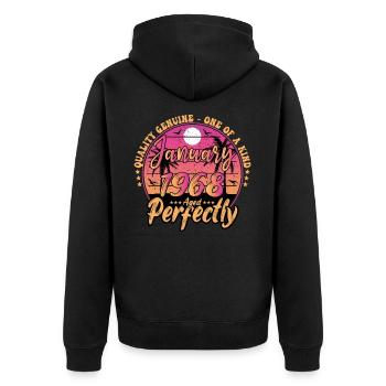 Januar 1968 Geburtstag 1968 Januar 1968 - Unisex Premium Bio Zip Hoodie - Schwarz - Hinten - Nico (187cm)