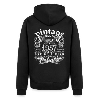 Février 1957 anniversaire Février 1957 February - Veste à capuche bio Premium Unisexe - noir - Dos - Nico (187cm)