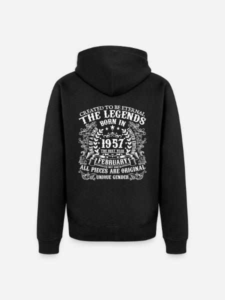 Februar 1957 Fødselsdag 1957 Februar År - Premium økologisk unisex-hættejakke - sort