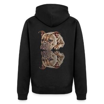 Bulldogge Old English Bulldogge Hund Hunde - Unisex Premium Bio Zip Hoodie - Schwarz - Hinten - Nico (187cm)