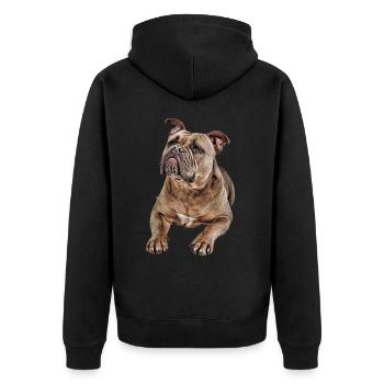 Bulldogge Old English Bulldogge Hund Hunde - Unisex Premium Bio Zip Hoodie - Schwarz - Hinten - Nico (187cm)