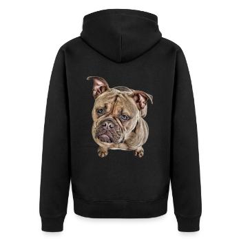 Bulldogge Old English Bulldogge Hund Hunde - Unisex Premium Bio Zip Hoodie - Schwarz - Hinten - Nico (187cm)