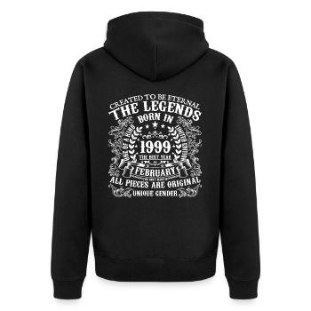 Février 1999 anniversaire 1999 Février année - Veste à capuche bio Premium Unisexe - noir - Dos - Nico (187cm)