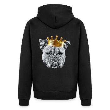 Bulldogge Old English Bulldogge Hund Hunde - Unisex Premium Bio Zip Hoodie - Schwarz - Hinten - Nico (187cm)
