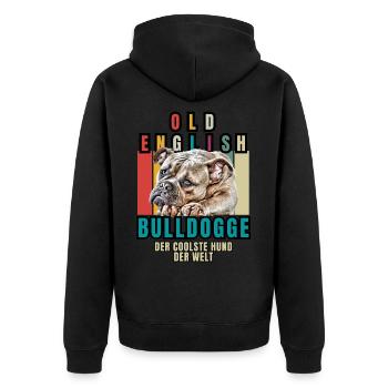 Bulldogge Old English Bulldogge Hund Hunde - Unisex Premium Bio Zip Hoodie - Schwarz - Hinten - Nico (187cm)