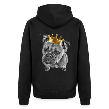 Bulldogge Old English Bulldogge Hund Hunde - Unisex Premium Bio Zip Hoodie - Schwarz - Hinten - Nico (187cm)