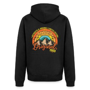 March 1960 March Birthday 1960 March Original - Unisex Premium Organic Zip Hoodie - black - Back - Nico (187cm)