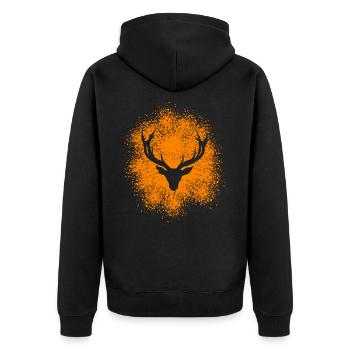 Majestätischer Hirschkopf – Für Jäger Naturfreunde - Unisex Premium Bio Zip Hoodie - Schwarz - Hinten - Nico (187cm)