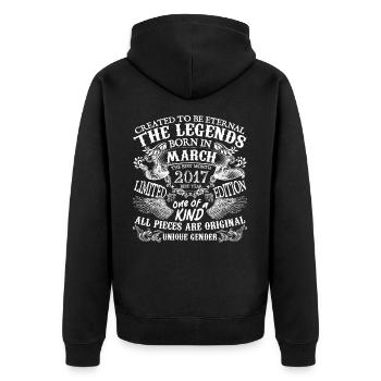 March 2017 Birthday 2017 March Best New Year - Unisex Premium Organic Zip Hoodie - black - Back - Nico (187cm)