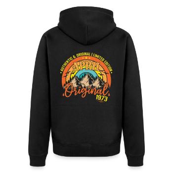 April 1973 April Geburtstag 1973 April Original - Unisex Premium Bio Zip Hoodie - Schwarz - Hinten - Nico (187cm)