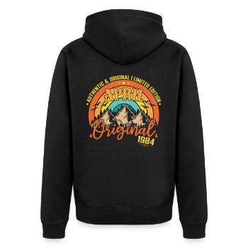 April 1984 April Geburtstag 1984 April Original - Unisex Premium Bio Zip Hoodie - Schwarz - Hinten - Nico (187cm)