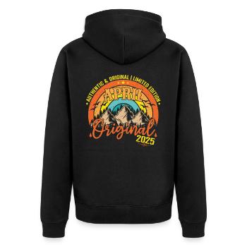 April 2025 April Geburtstag 2025 April Original - Unisex Premium Bio Zip Hoodie - Schwarz - Hinten - Nico (187cm)