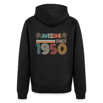 1950 anniversary since 1950 Vintage 1950 - Unisex Premium Organic Zip Hoodie - black - Back - Nico (187cm)