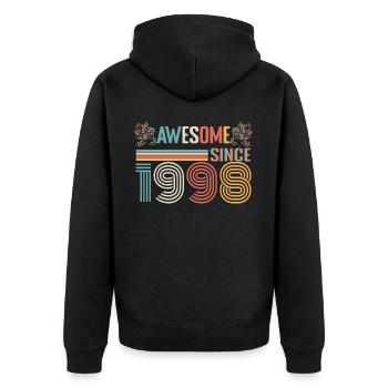 1998 Jubiläum seit 1998 Jahrgang 1998 - Unisex Premium Bio Zip Hoodie - Schwarz - Hinten - Nico (187cm)