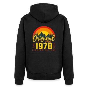 Geburtstag 1978 Geburtstag Jahrgang 1978 Geschenk - Unisex Premium Bio Zip Hoodie - Schwarz - Hinten - Nico (187cm)