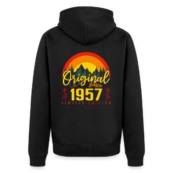 Birthday 1957 Birthday Born in 1957 Gift - Unisex Premium Organic Zip Hoodie - black - Back - Nico (187cm)