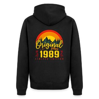 Anniversaire 1989 Anniversaire né en 1989 cadeau - Veste à capuche bio Premium Unisexe - noir - Dos - Nico (187cm)