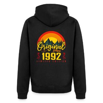 Anniversaire 1992 Anniversaire né en 1992 cadeau - Veste à capuche bio Premium Unisexe - noir - Dos - Nico (187cm)