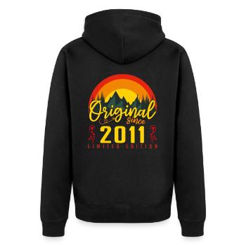 Birthday 2011 Birthday Born in 2011 Gift - Unisex Premium Organic Zip Hoodie - black - Back - Nico (187cm)
