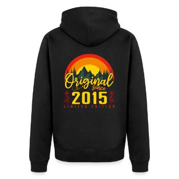 Birthday 2015 Birthday Born in 2015 Gift - Unisex Premium Organic Zip Hoodie - black - Back - Nico (187cm)