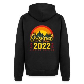 Geburtstag 2022 Geburtstag 2022 Geschenk - Unisex Premium Bio Zip Hoodie - Schwarz - Hinten - Nico (187cm)
