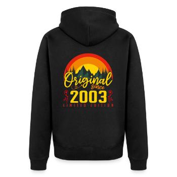 Geburtstag 2003 Geburtstag Jahrgang 2003 Geschenk - Unisex Premium Bio Zip Hoodie - Schwarz - Hinten - Nico (187cm)