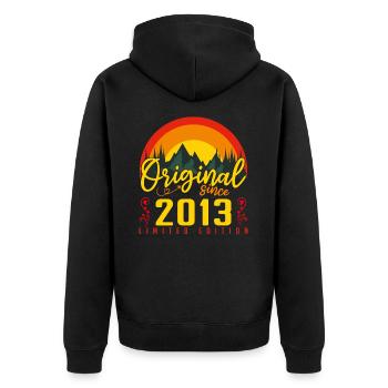Birthday 2013 Birthday Born in 2013 Gift - Unisex Premium Organic Zip Hoodie - black - Back - Nico (187cm)