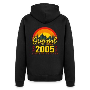 Geburtstag 2005 Geburtstag Jahrgang 2005 Geschenk - Unisex Premium Bio Zip Hoodie - Schwarz - Hinten - Nico (187cm)
