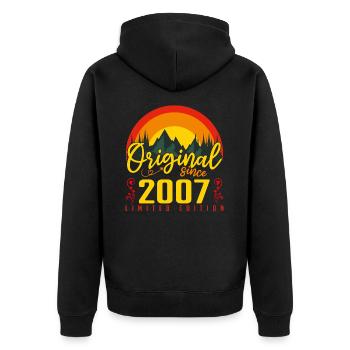 Birthday 2007 Birthday Born in 2007 Gift - Unisex Premium Organic Zip Hoodie - black - Back - Nico (187cm)
