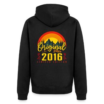 Birthday 2016 Birthday Born in 2016 Gift - Unisex Premium Organic Zip Hoodie - black - Back - Nico (187cm)