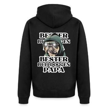 BESTER BULLDOGGEN PAPA Hund BULLDOGGE Hunde - Unisex Premium Bio Zip Hoodie - Schwarz - Hinten - Nico (187cm)