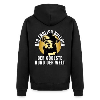 VIEUX BOULEDOGUE ANGLAIS CHIEN CHIENS - Veste à capuche bio Premium Unisexe - noir - Dos - Nico (187cm)