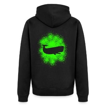 Pottwal Ocean Schützer - Unisex Premium Bio Zip Hoodie - Schwarz - Hinten - Nico (187cm)