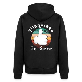 Keine Sorge, ich verwalte Humorous Gift Anniversair - Unisex Premium Bio Zip Hoodie - Schwarz - Hinten - Nico (187cm)