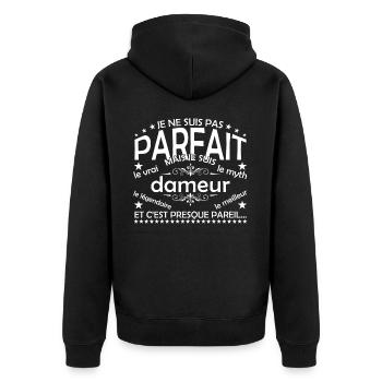 Groomer der einzige Groomer der echte Groomer - Unisex Premium Bio Zip Hoodie - Schwarz - Hinten - Nico (187cm)