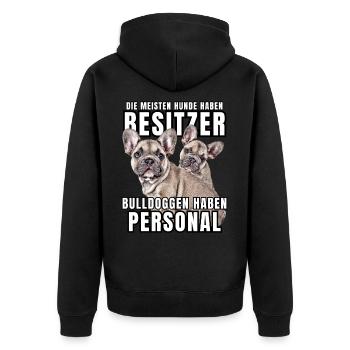 Les bouledogues ont des chiens de bouledogue personnels - Veste à capuche bio Premium Unisexe - noir - Dos - Nico (187cm)