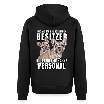 Les bouledogues ont des chiens de bouledogue personnels - Veste à capuche bio Premium Unisexe - noir - Dos - Nico (187cm)