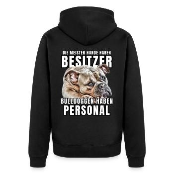 Les bouledogues ont des chiens de bouledogue personnels - Veste à capuche bio Premium Unisexe - noir - Dos - Nico (187cm)