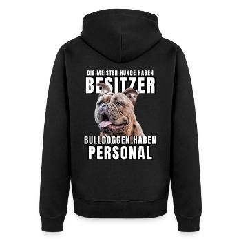 Les bouledogues ont des chiens de bouledogue personnels - Veste à capuche bio Premium Unisexe - noir - Dos - Nico (187cm)