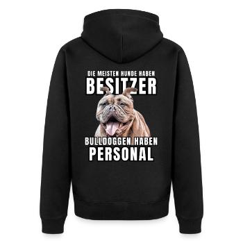 Les bouledogues ont des chiens de bouledogue personnels - Veste à capuche bio Premium Unisexe - noir - Dos - Nico (187cm)