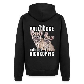 My BULLDOG cheerful & stubborn dog DOGS - Unisex Premium Organic Zip Hoodie - black - Back - Nico (187cm)