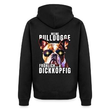 My BULLDOG cheerful & stubborn dog DOGS - Unisex Premium Organic Zip Hoodie - black - Back - Nico (187cm)