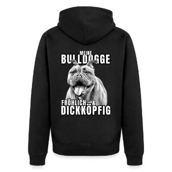 My BULLDOG cheerful & stubborn dog DOGS - Unisex Premium Organic Zip Hoodie - black - Back - Nico (187cm)